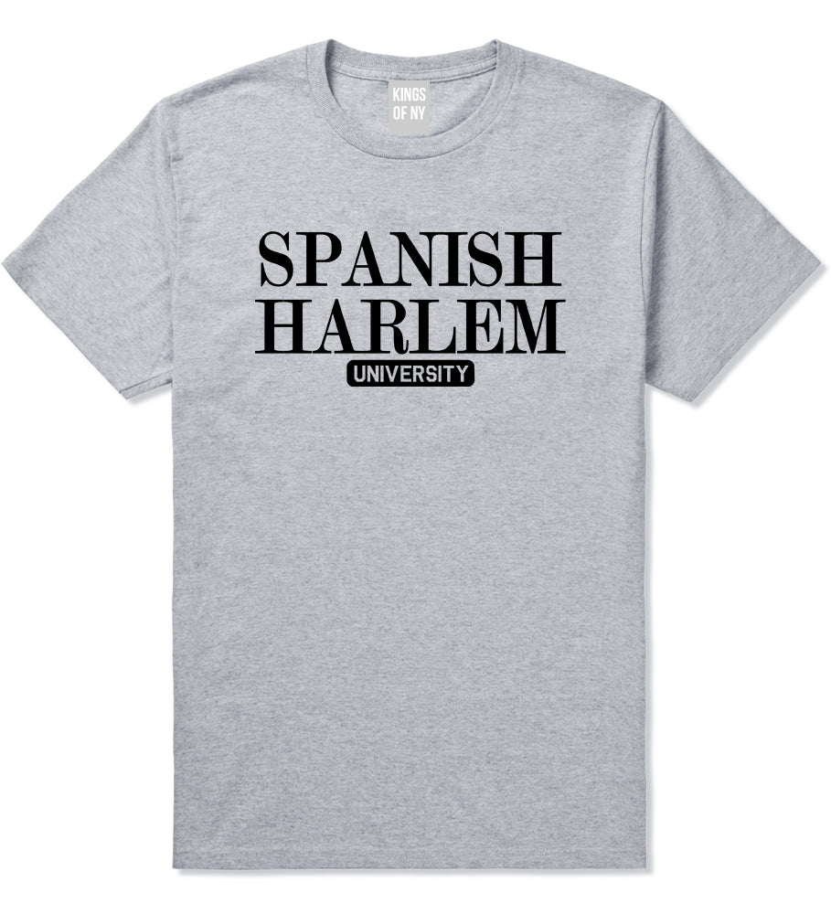 Spanish Harlem University New York Mens T-Shirt Grey