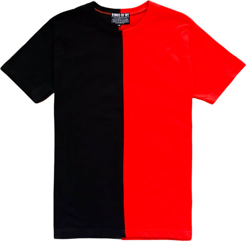 Black And Red Split Mens Short Sleeve T-Shirt