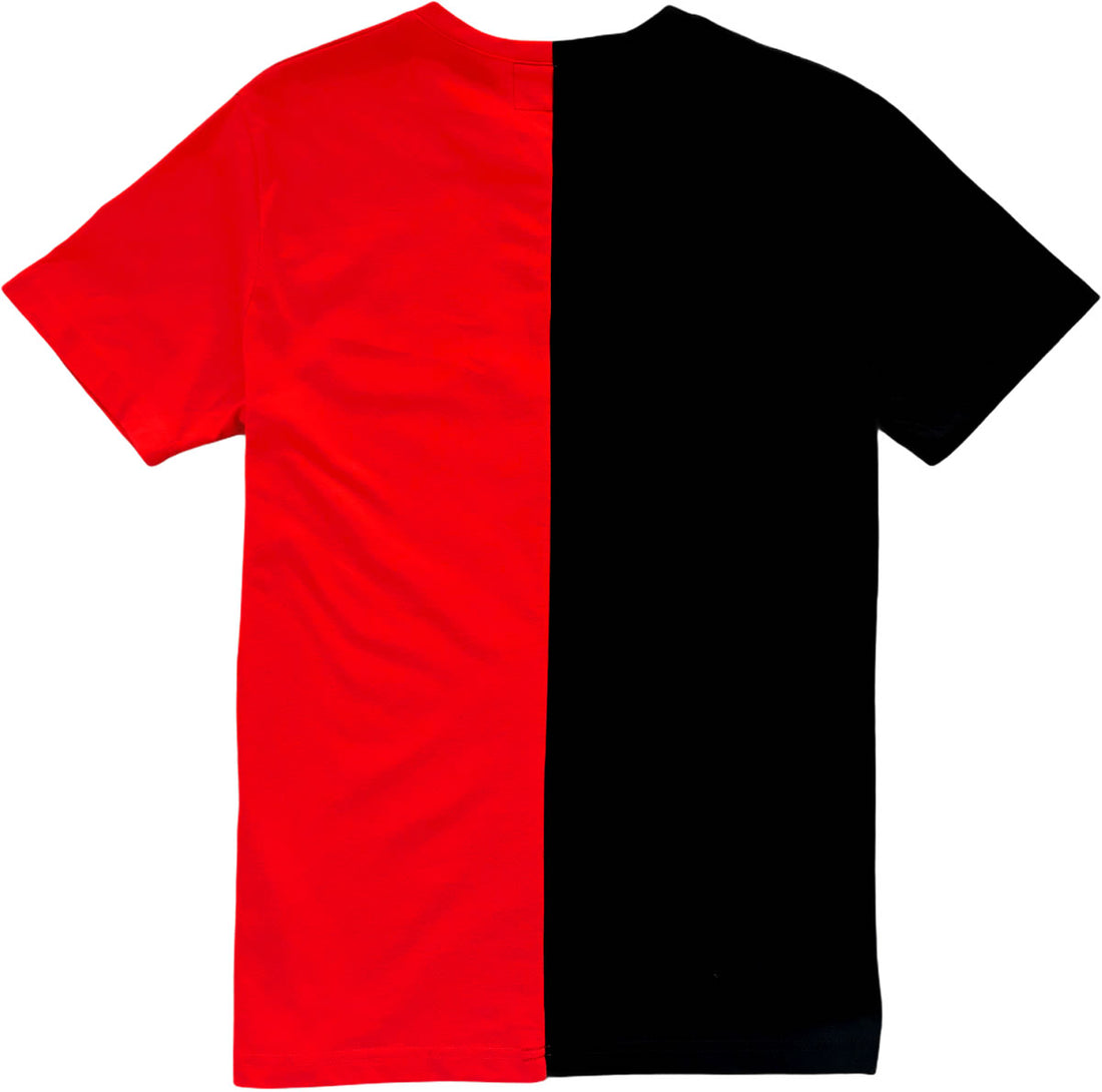 Black And Red Split Mens Short Sleeve T-Shirt Back