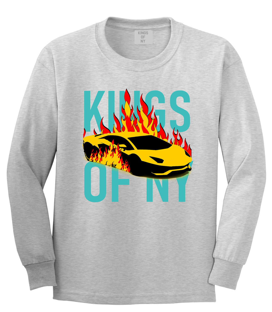 Sports Car In Flames Mens Long Sleeve T-Shirt Grey