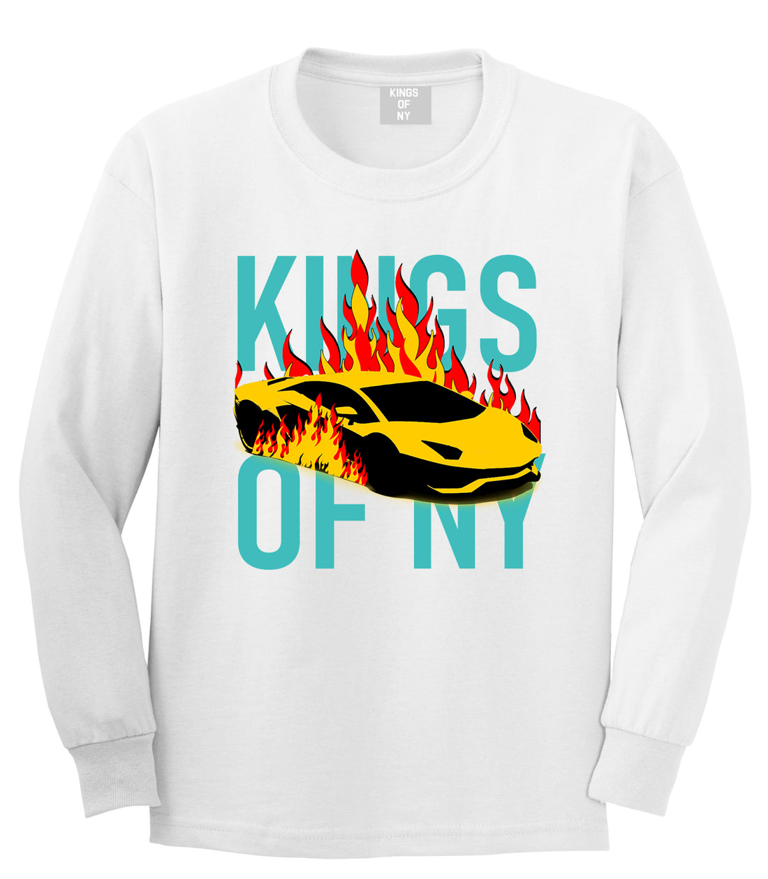 Sports Car In Flames Mens Long Sleeve T-Shirt White