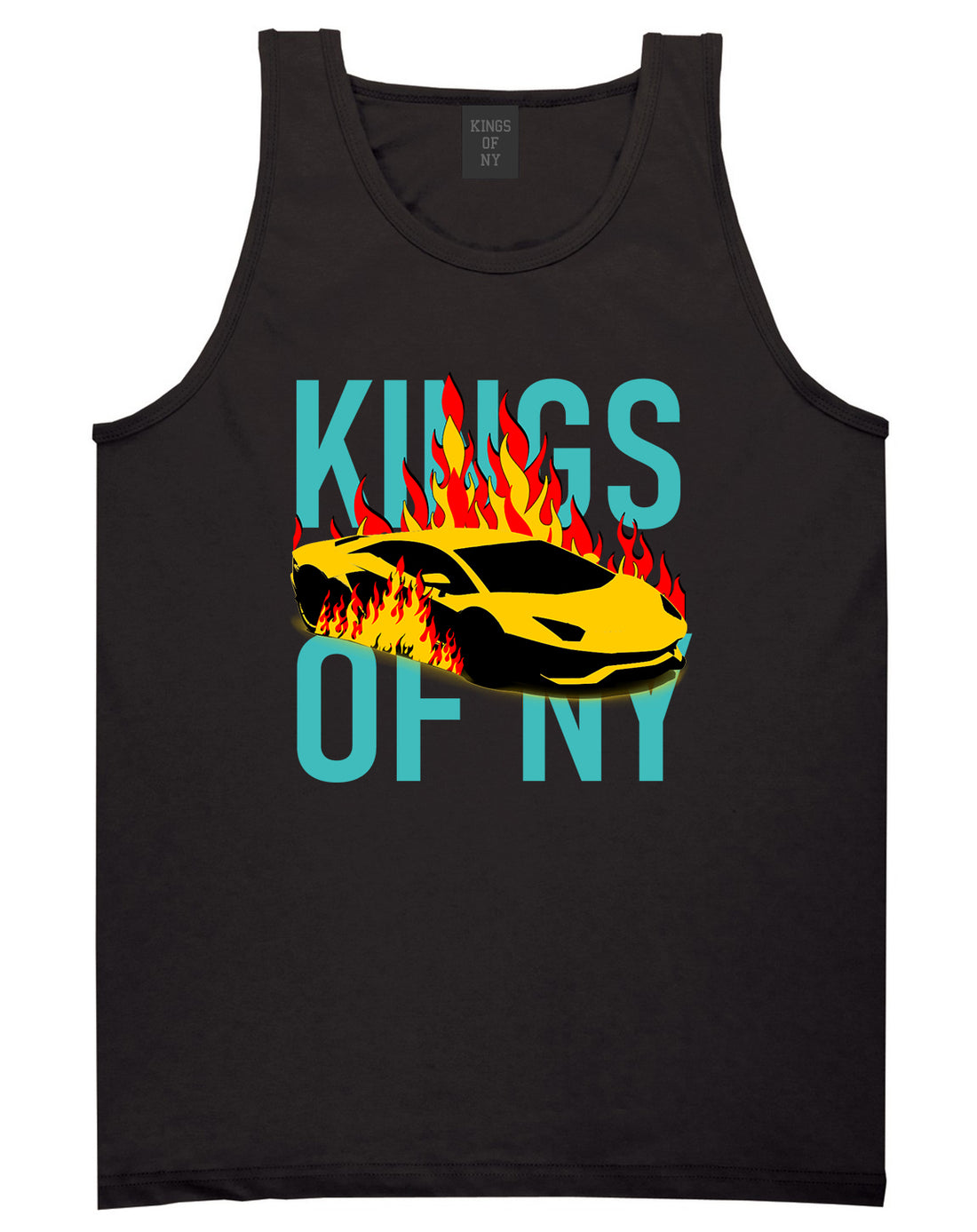 Sports Car In Flames Mens Tank Top T-Shirt Black