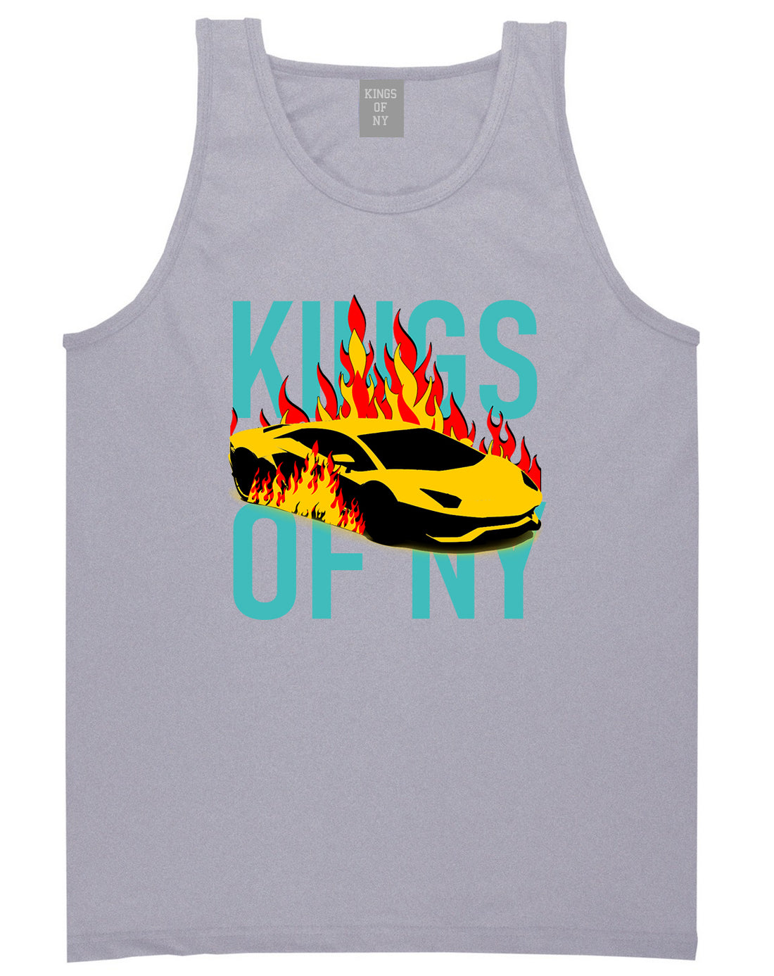 Sports Car In Flames Mens Tank Top T-Shirt Grey