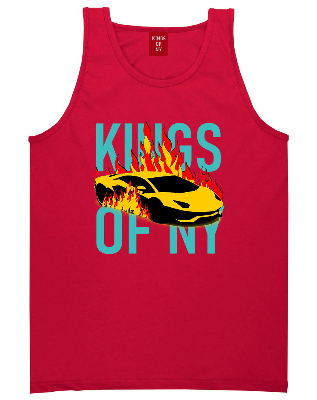Sports Car In Flames Mens Tank Top T-Shirt Red