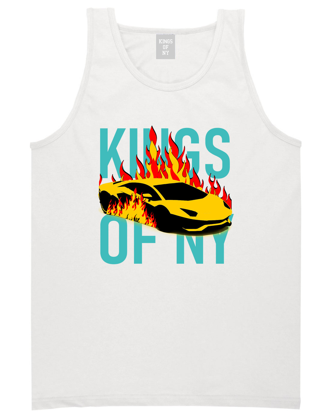 Sports Car In Flames Mens Tank Top T-Shirt White