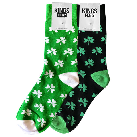St Patricks Day Irish Shamrock Green Black Mens Socks 2 Pack