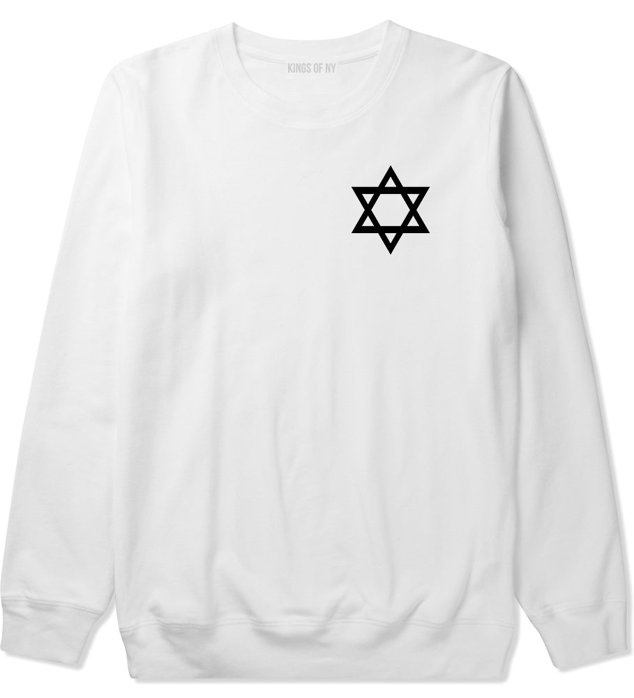 Star Of David Chest White Crewneck Sweatshirt by Kings Of NY