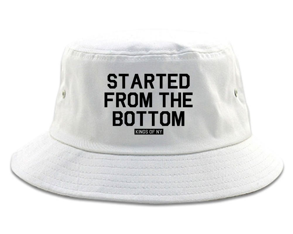 Started From The Bottom Mens Snapback Hat White