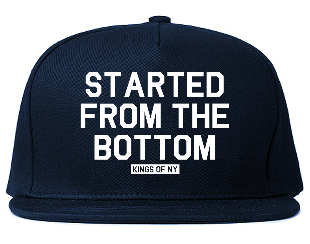 Started From The Bottom Mens Snapback Hat Navy Blue