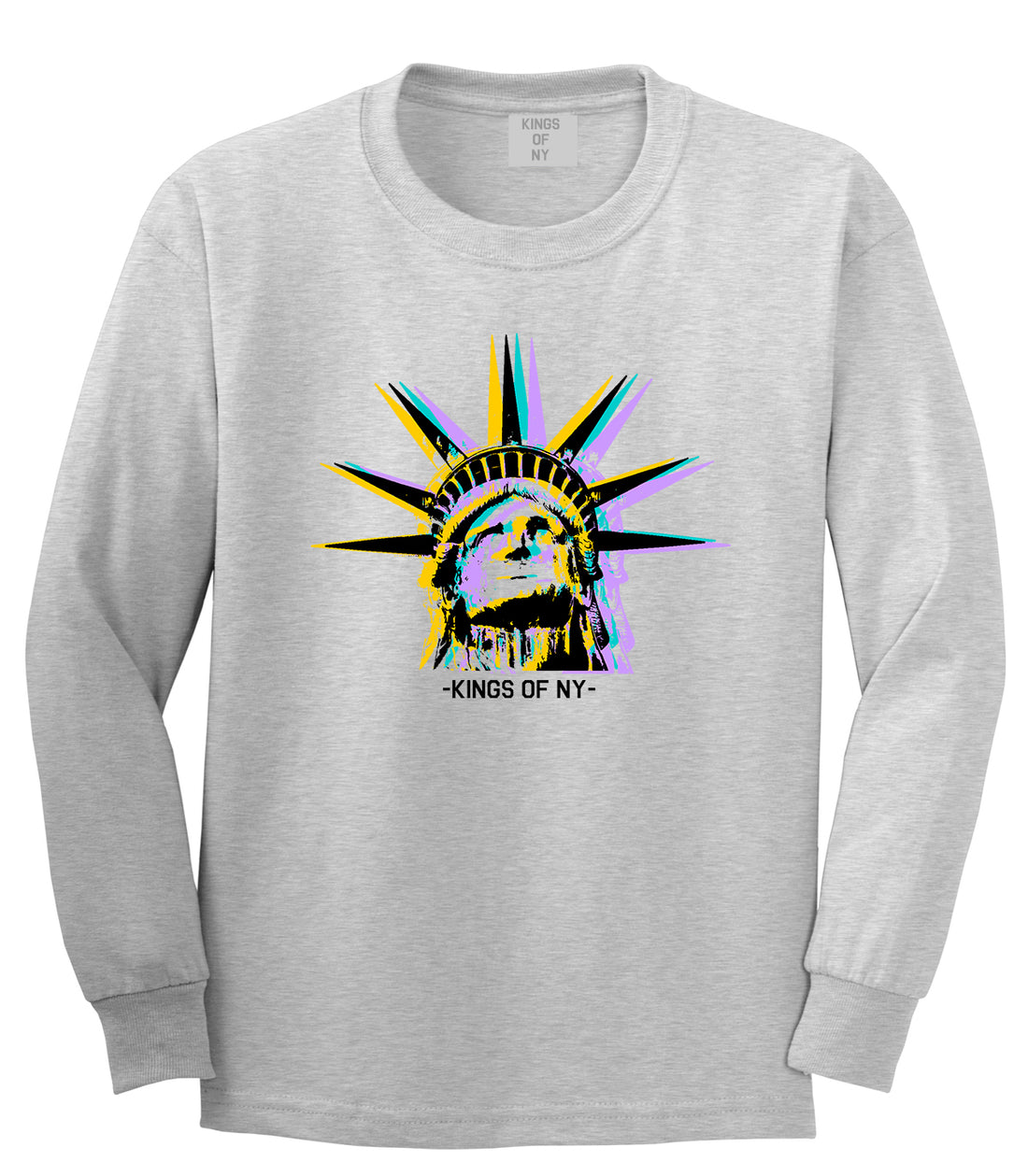 Statue Of Liberty Kings Of NY Mens Long Sleeve T-Shirt Grey