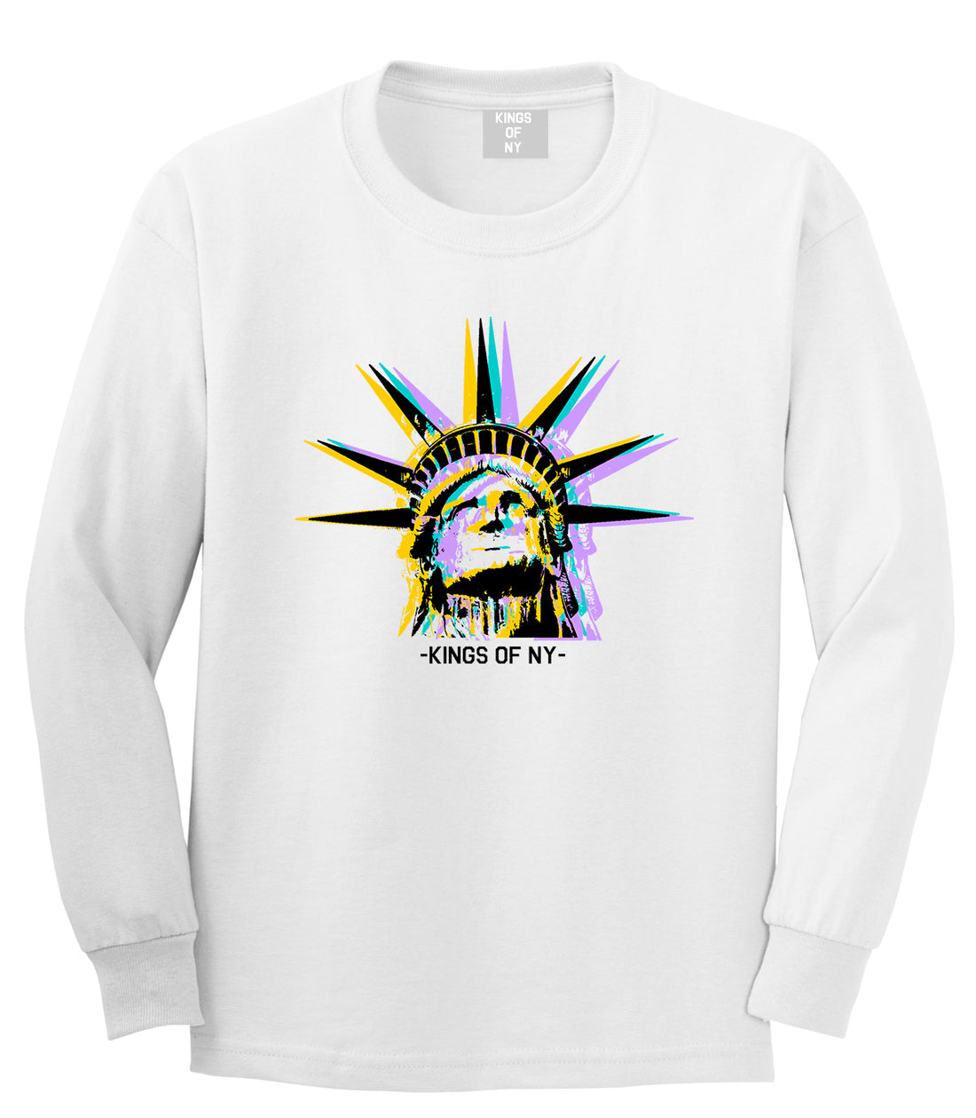 Statue Of Liberty Kings Of NY Mens Long Sleeve T-Shirt White