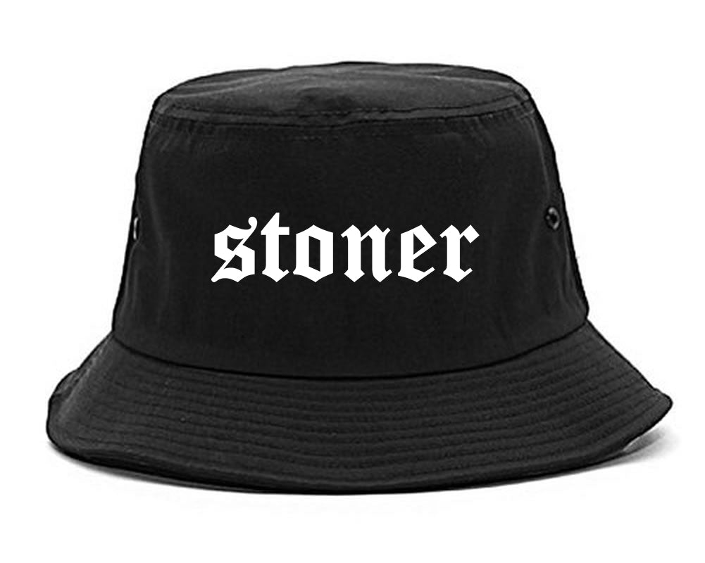 pothead hat Stoner Old English Mens Bucket Hat by KINGS OF NY Black / OS