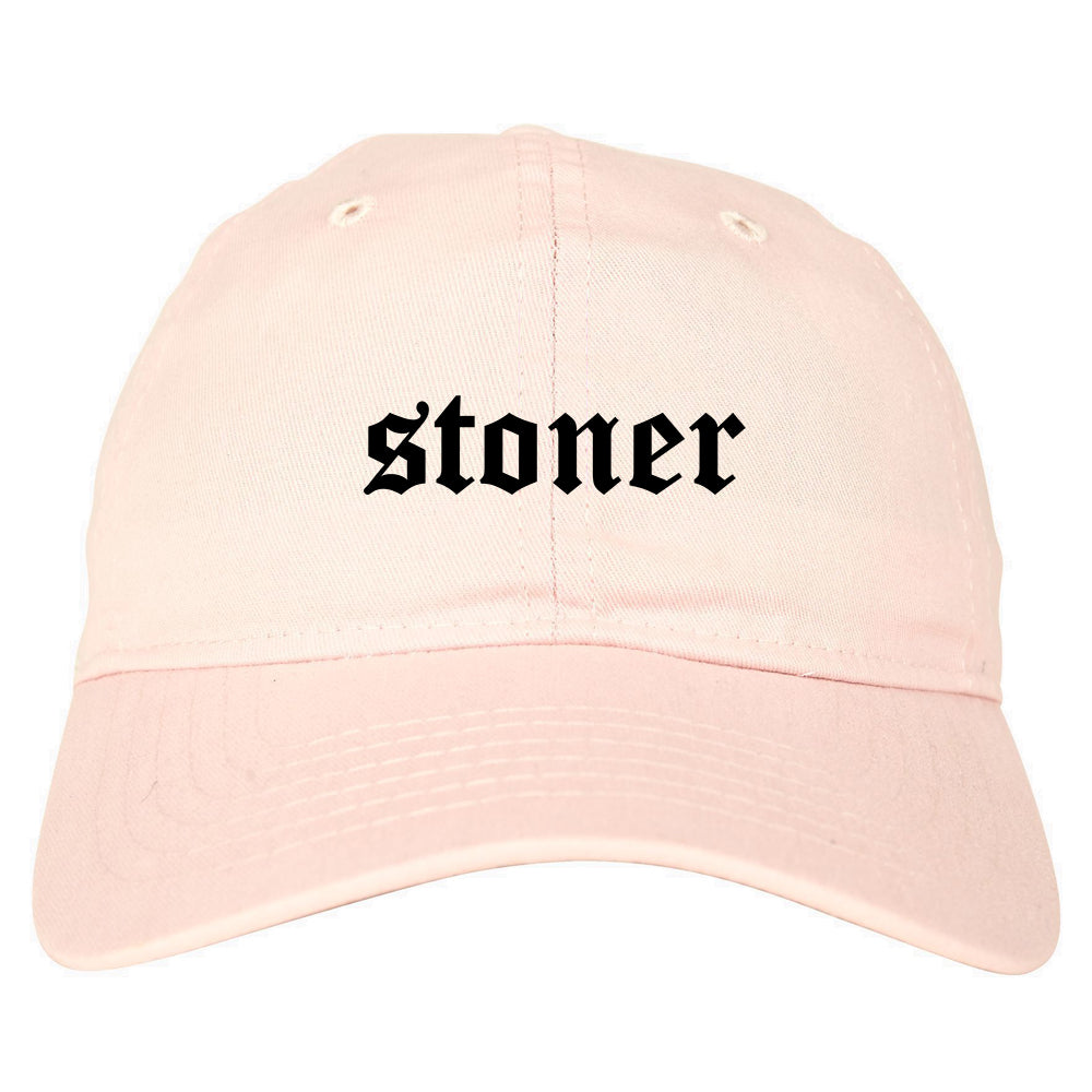 Stoner Old English Mens Dad Hat Baseball Cap Pink