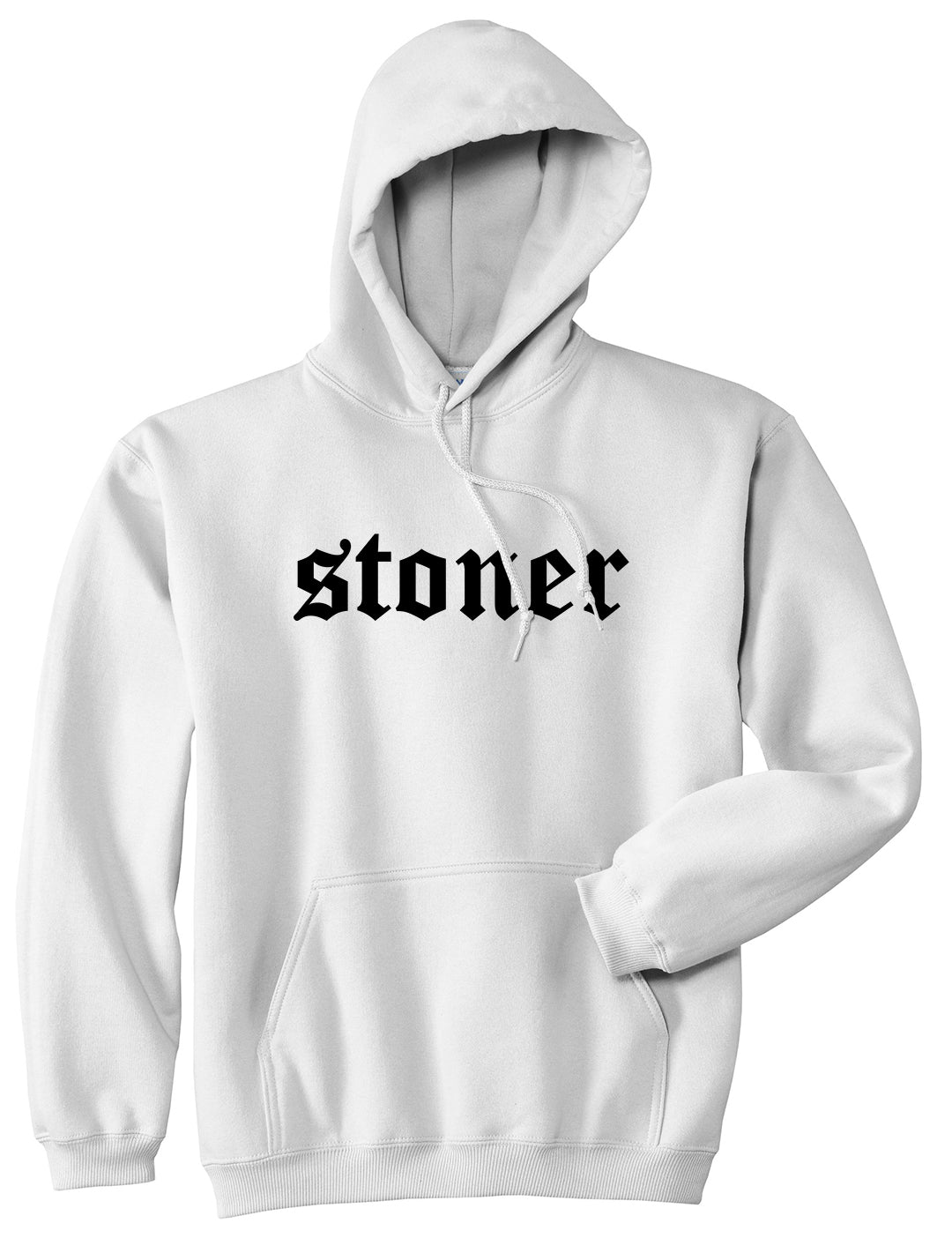 Stoner Old English Mens Pullover Hoodie White by Kings Of NY