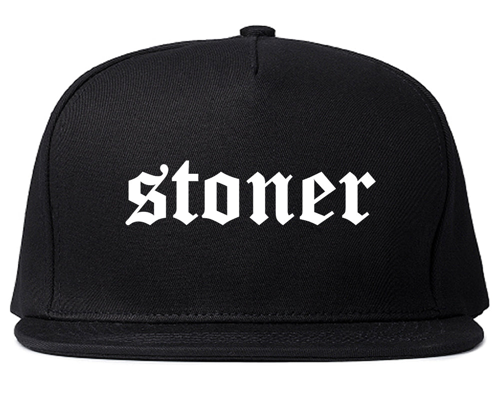 Stoner Old English Mens Snapback Hat Black