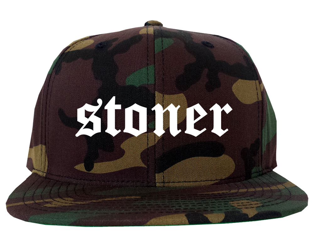 Stoner Old English Mens Snapback Hat Camo