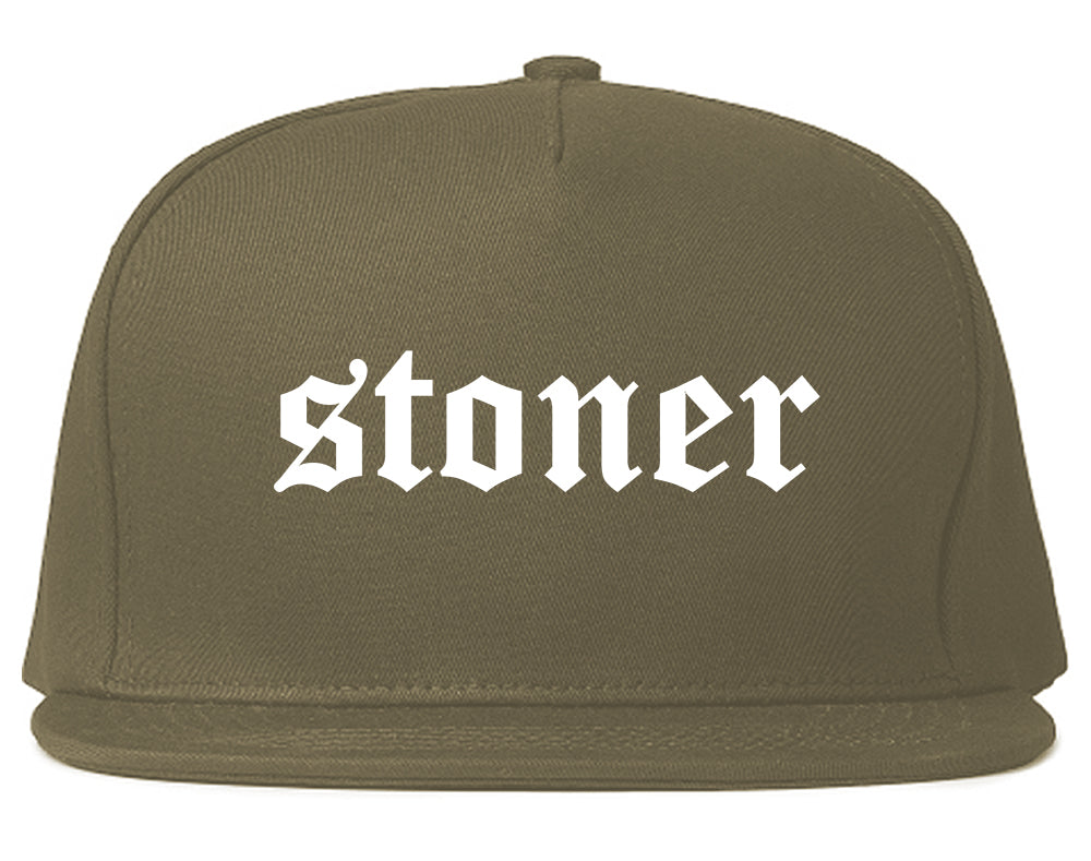 Stoner Old English Mens Snapback Hat Grey