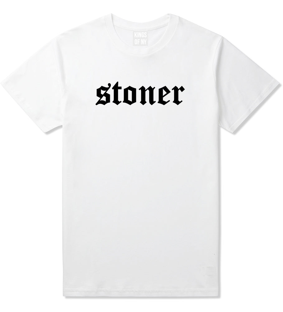 Stoner Old English Mens T-Shirt White by Kings Of NY