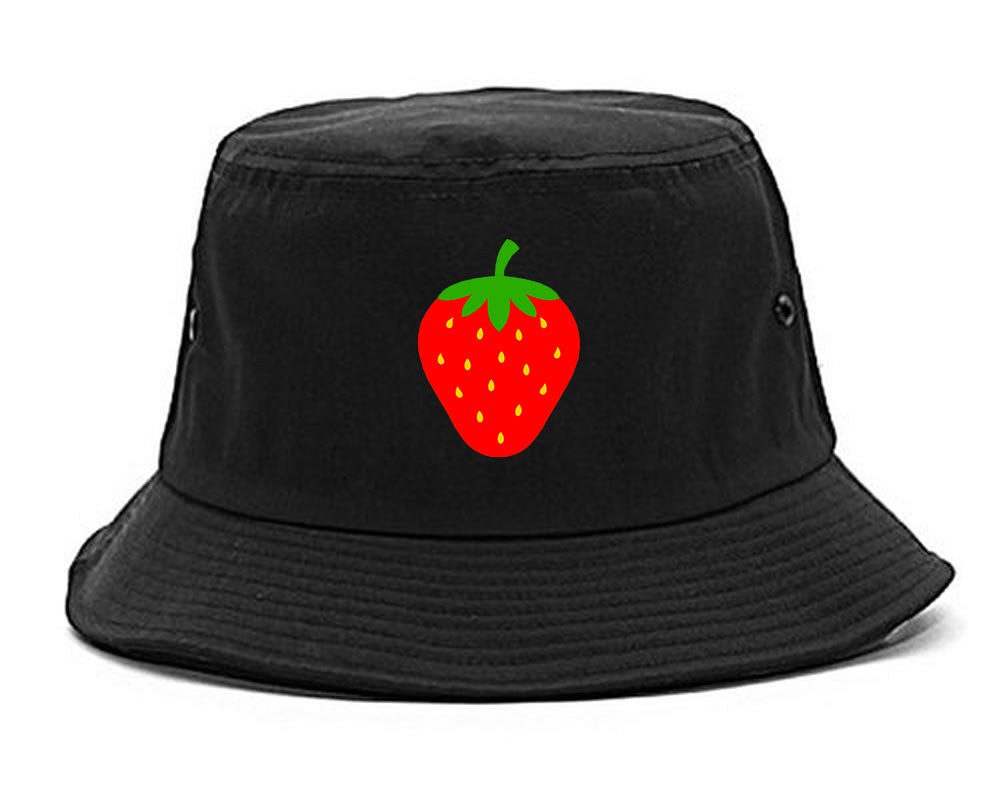 Strawberry Fruit Chest Mens Bucket Hat Black