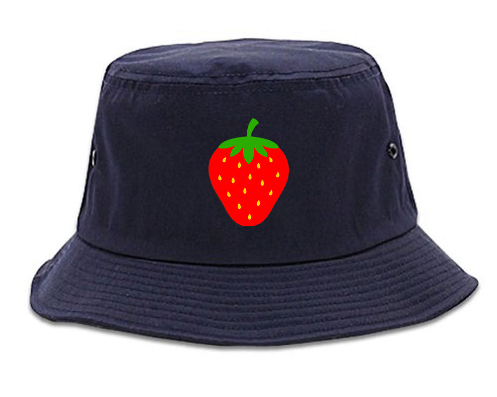 Strawberry Fruit Chest Mens Bucket Hat Navy Blue