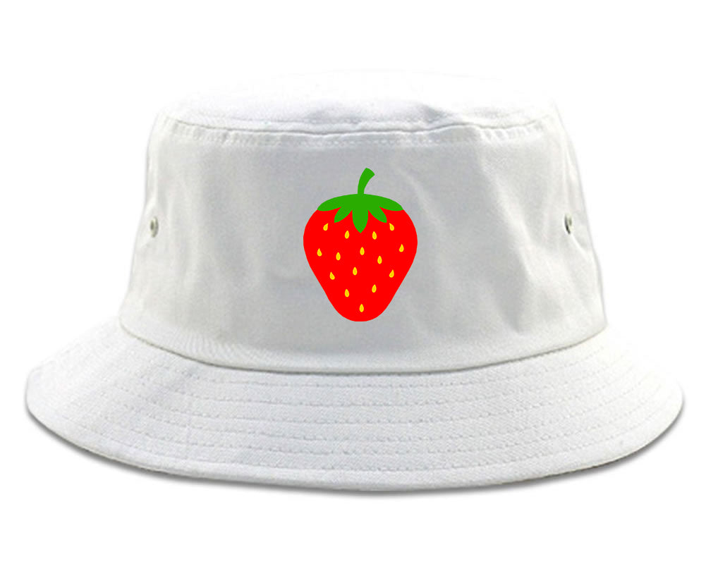 Strawberry Fruit Chest Mens Bucket Hat White
