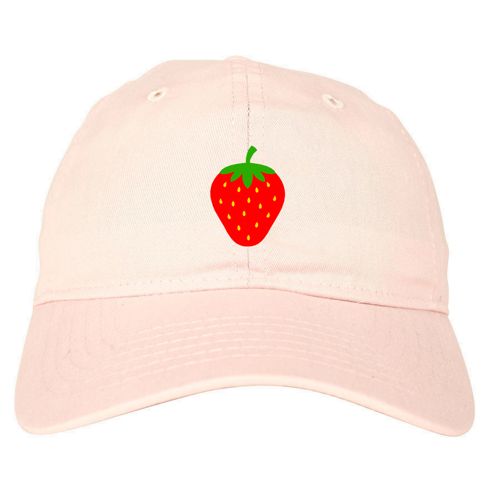 Strawberry Fruit Chest Mens Dad Hat Pink