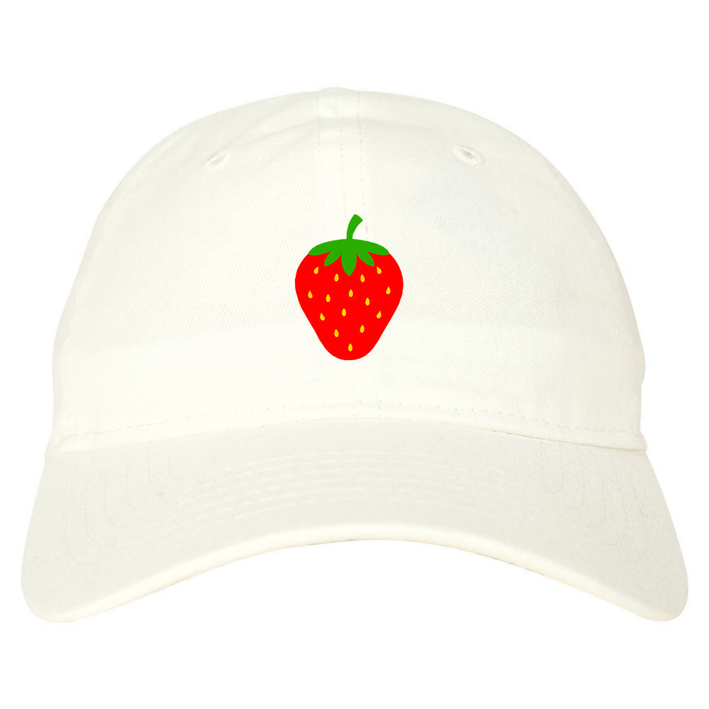 Strawberry Fruit Chest Mens Dad Hat White