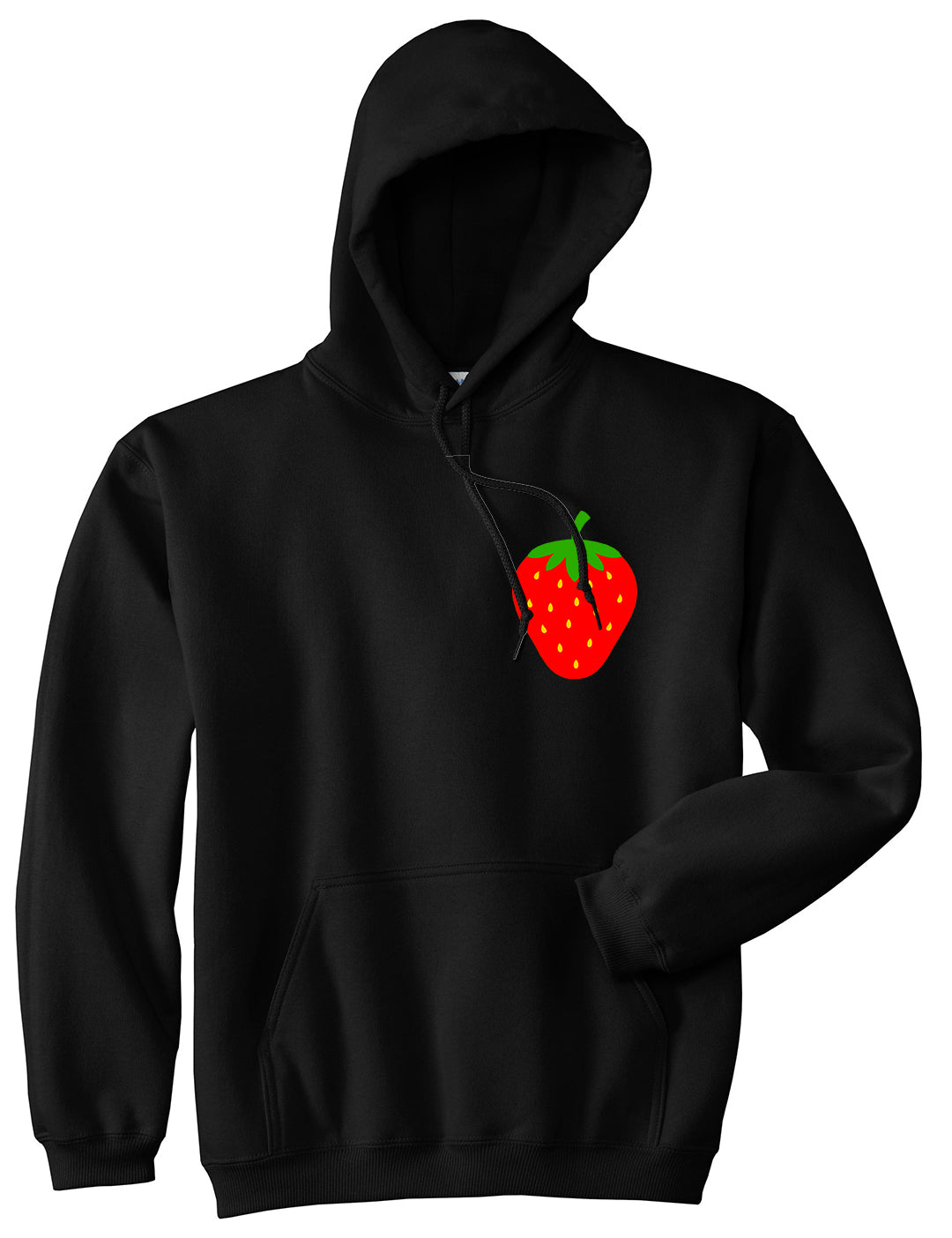 Strawberry Fruit Chest Mens Pullover Hoodie Black