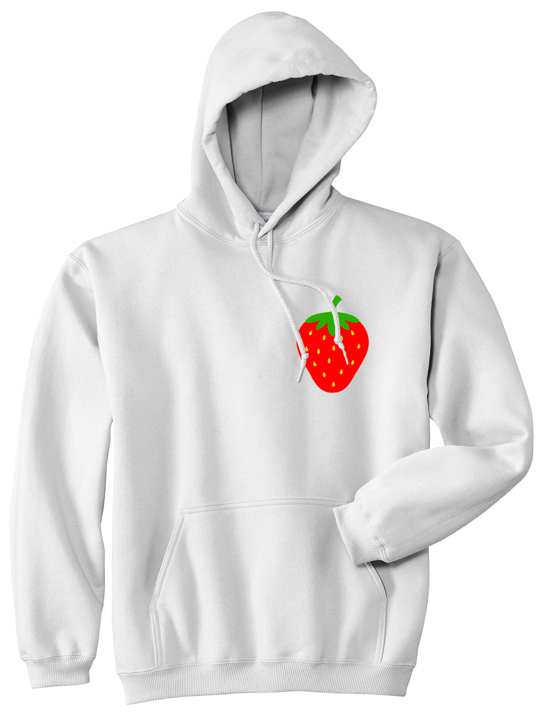 Strawberry Fruit Chest Mens Pullover Hoodie White