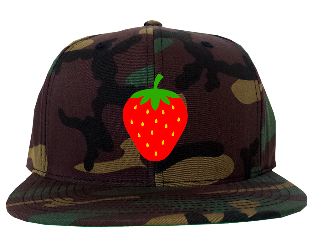 Strawberry Fruit Chest Mens Snapback Hat Army Camo