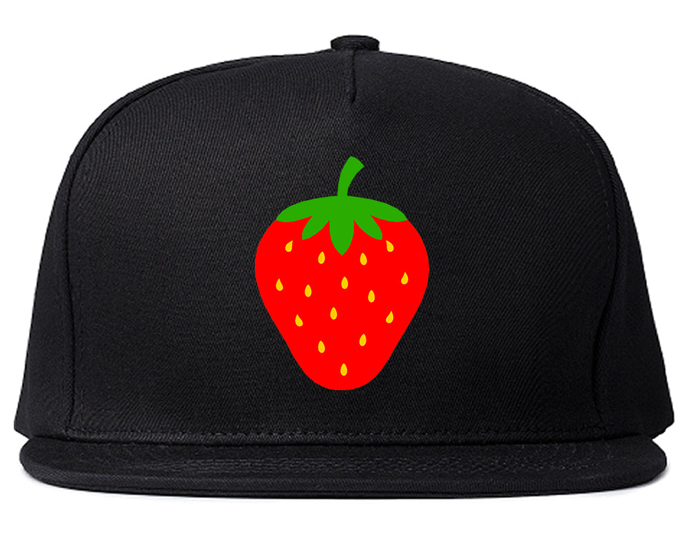 Strawberry Fruit Chest Mens Snapback Hat Black