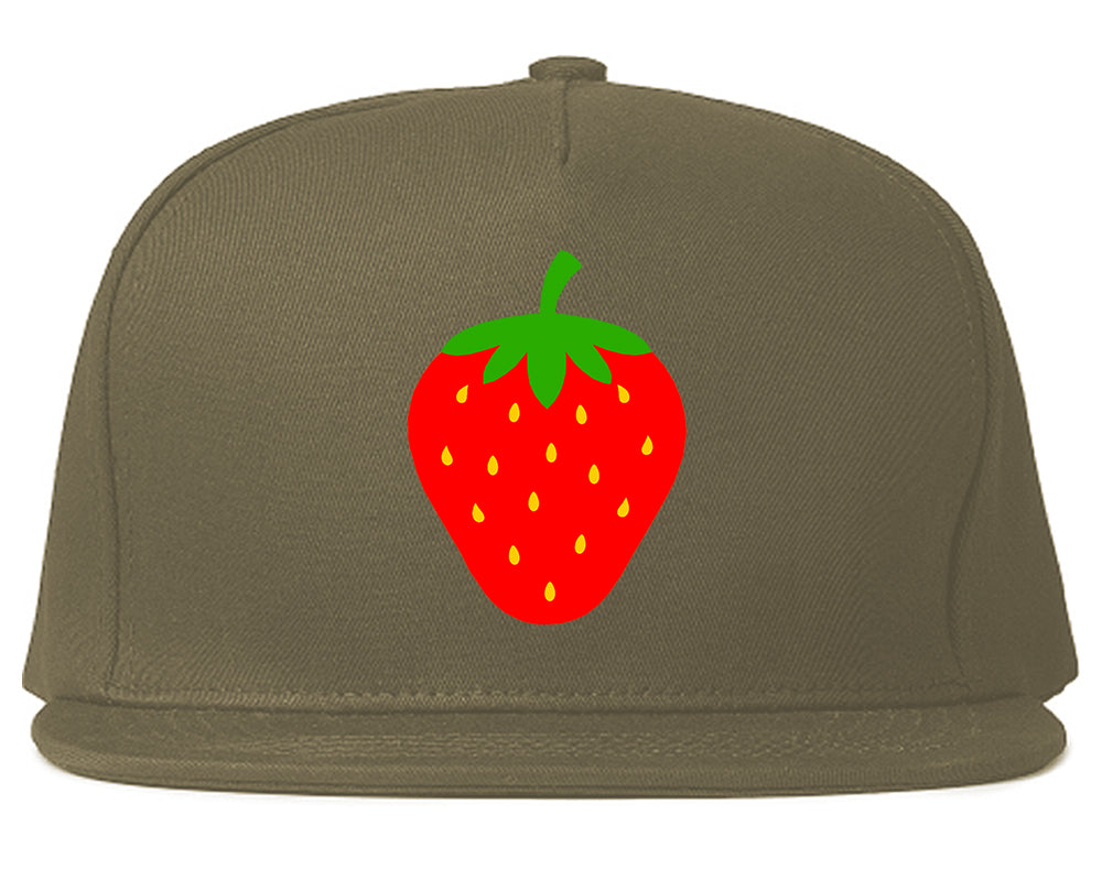 Strawberry Fruit Chest Mens Snapback Hat Grey