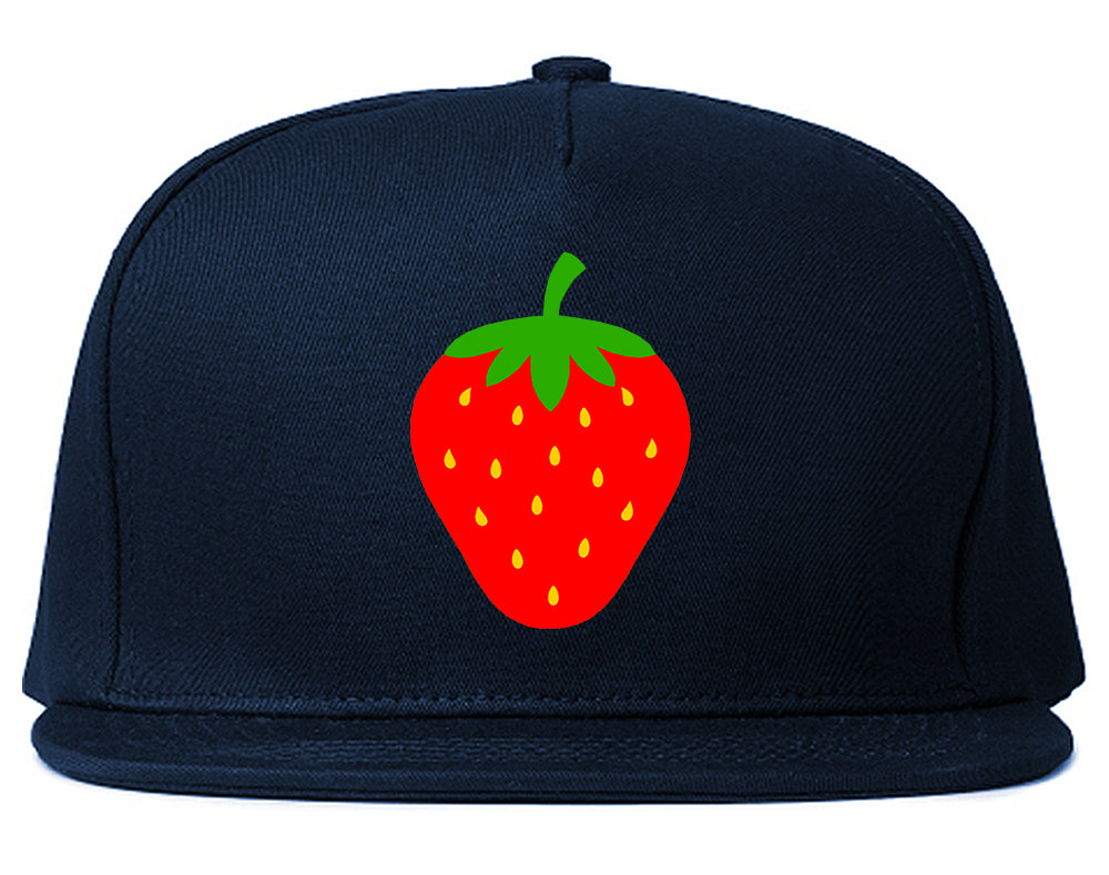 Strawberry Fruit Chest Mens Snapback Hat Navy Blue