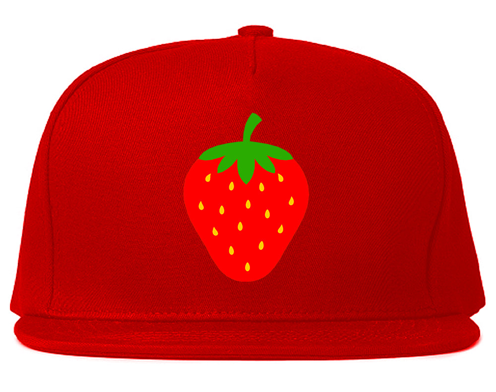Strawberry Fruit Chest Mens Snapback Hat Red