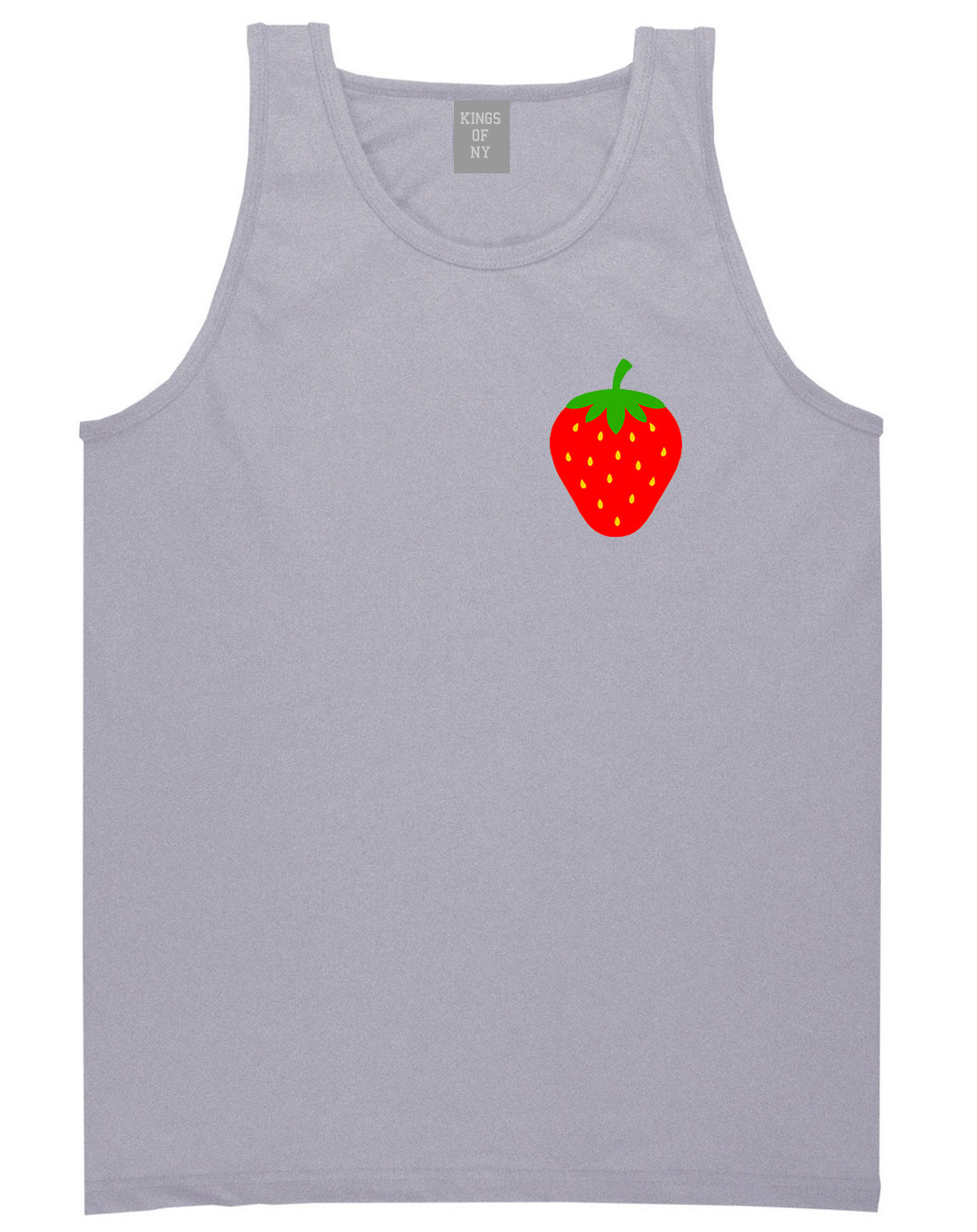 Strawberry Fruit Chest Mens Tank Top T-Shirt Grey