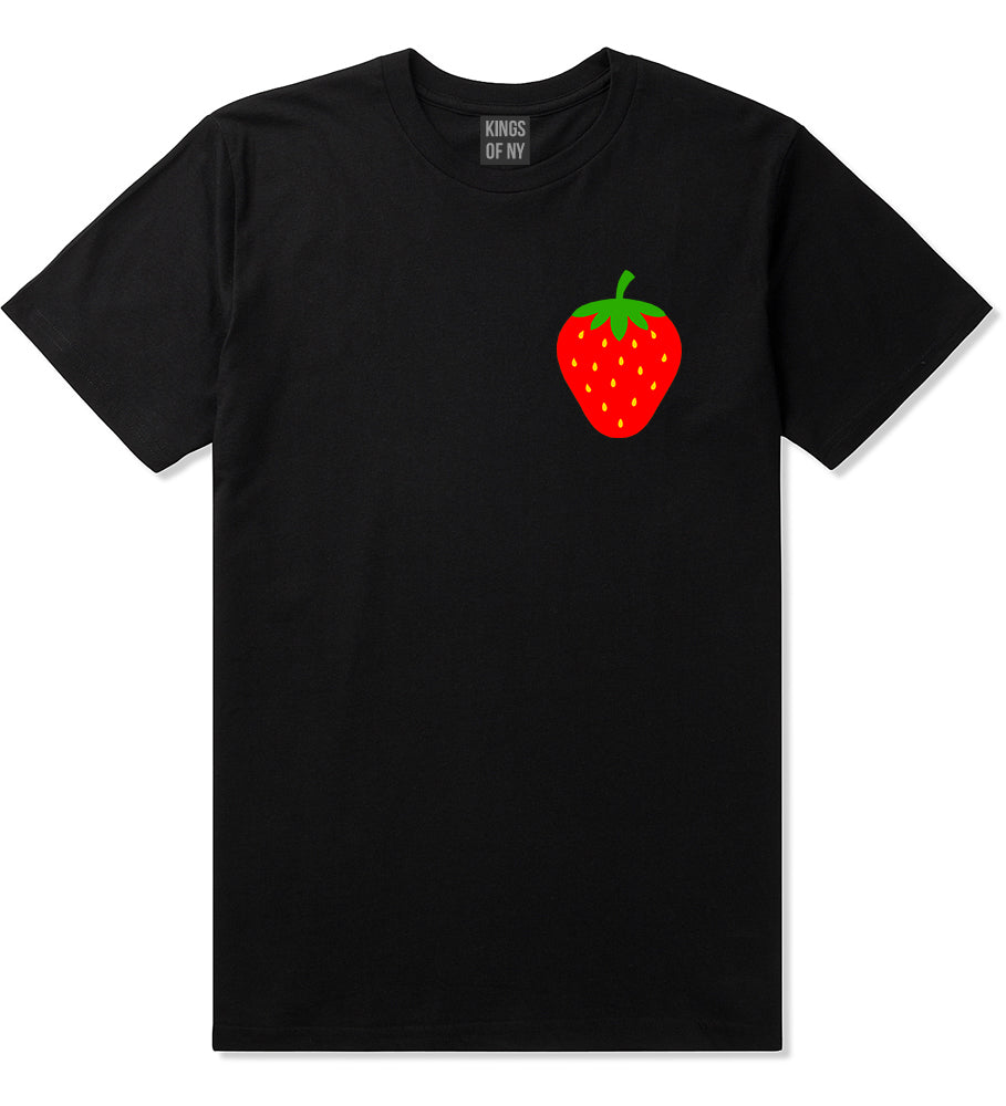 Strawberry Fruit Chest Mens T-Shirt Black