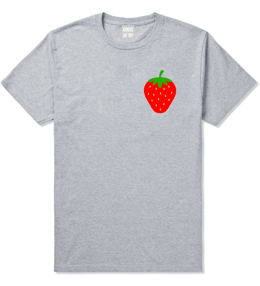 Strawberry Fruit Chest Mens T-Shirt Grey