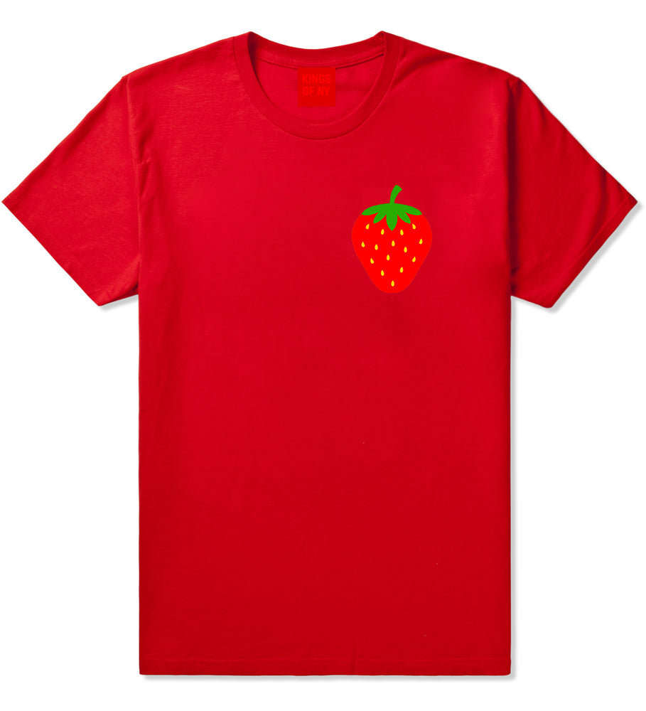 Strawberry Fruit Chest Mens T-Shirt Red