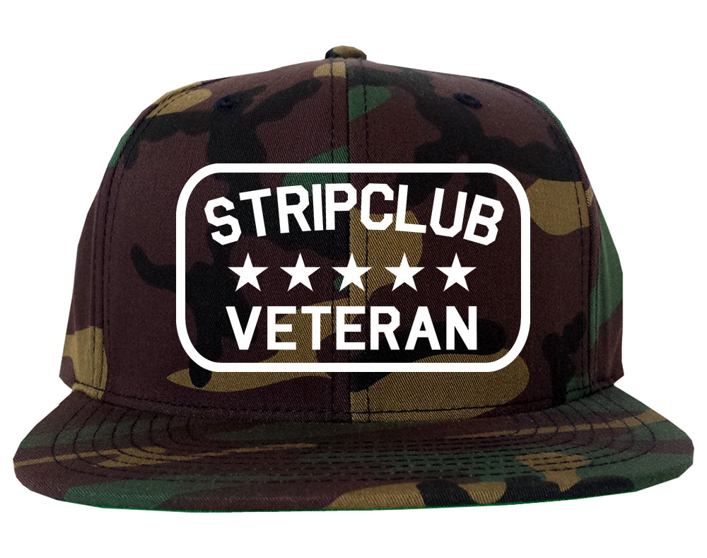 Stripclub Veteran Mens Snapback Hat Green Camo