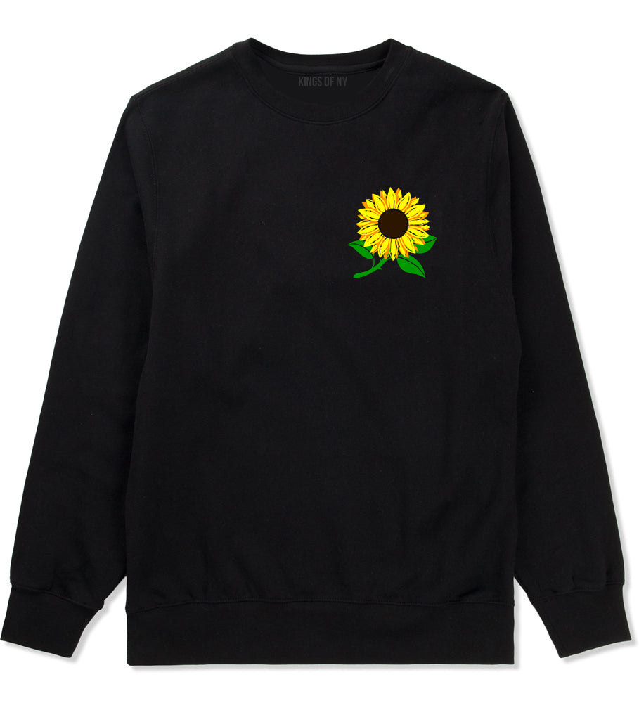 Sunflower Flower Chest Mens Crewneck Sweatshirt Black