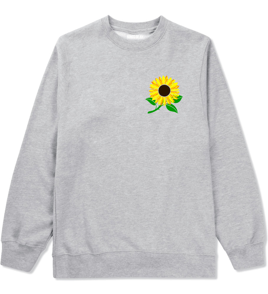 Sunflower Flower Chest Mens Crewneck Sweatshirt Grey
