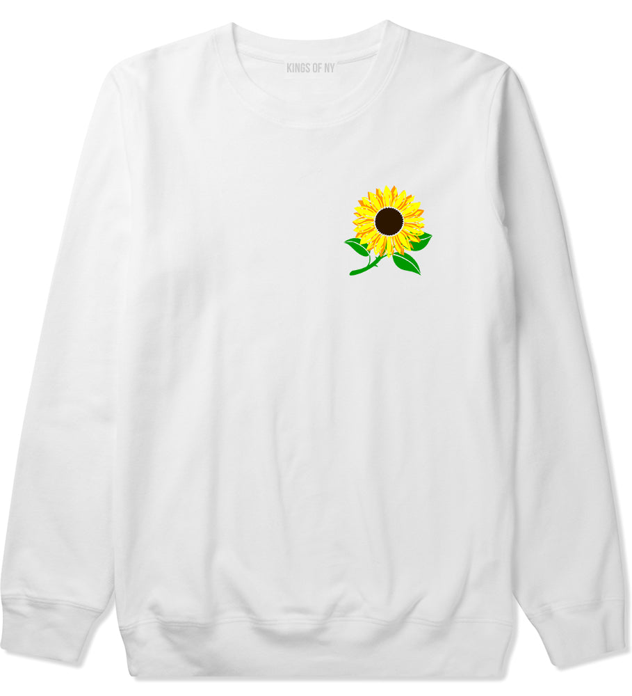Sunflower Flower Chest Mens Crewneck Sweatshirt White