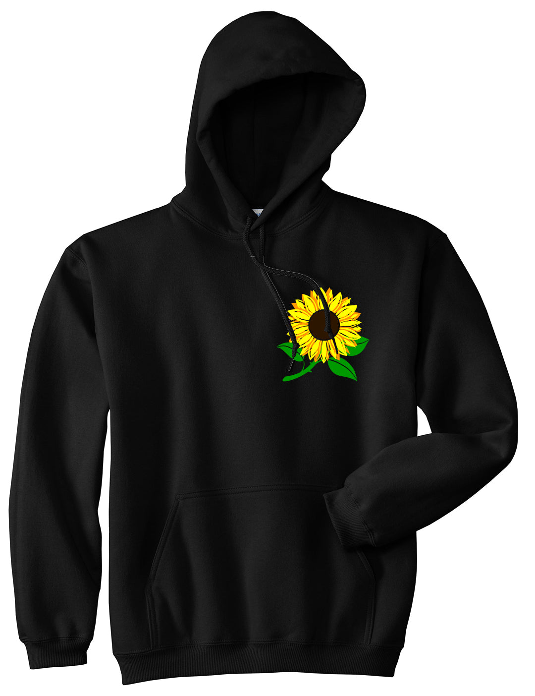 Sunflower Flower Chest Mens Pullover Hoodie Black