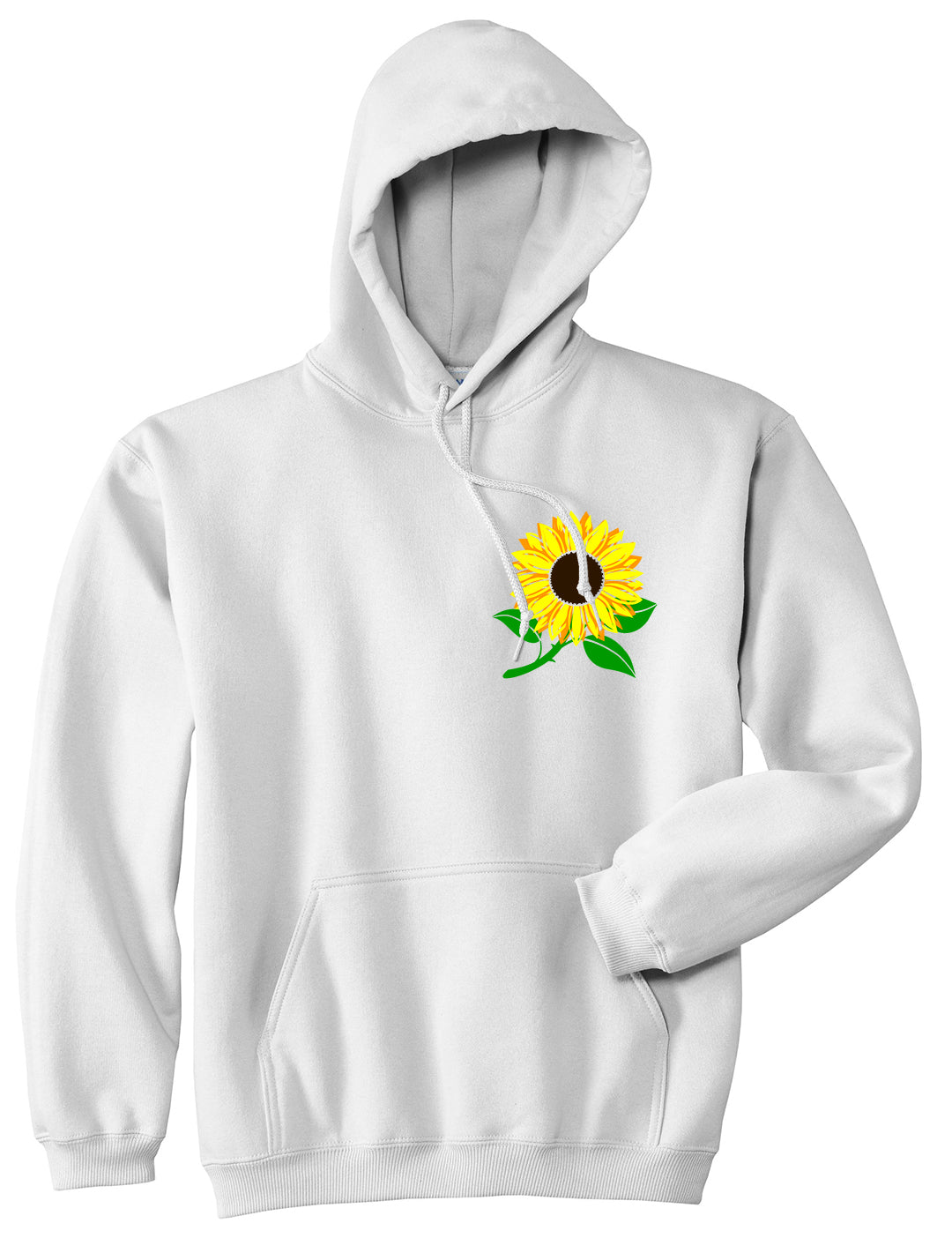 Sunflower Flower Chest Mens Pullover Hoodie White