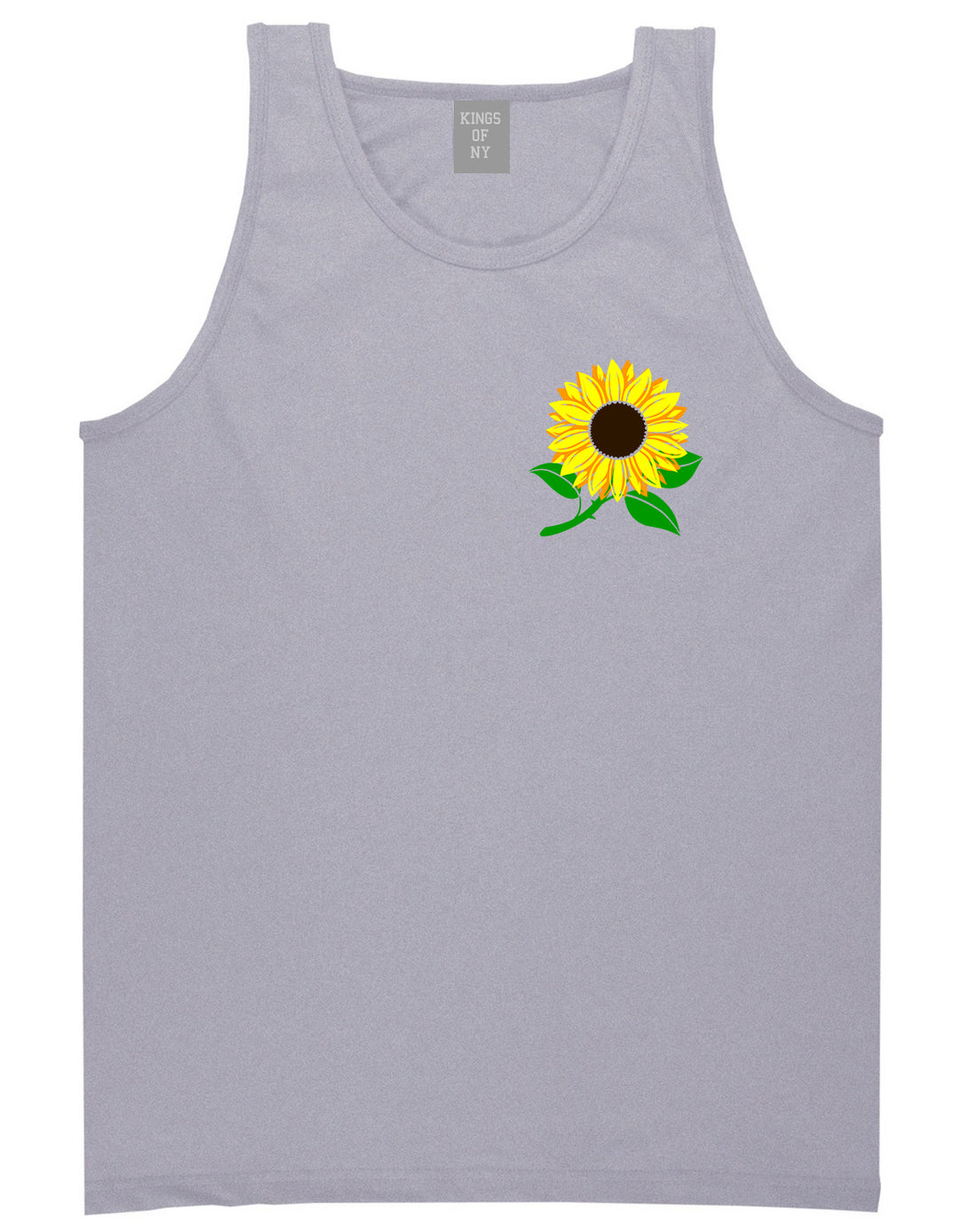 Sunflower Flower Chest Mens Tank Top T-Shirt Grey