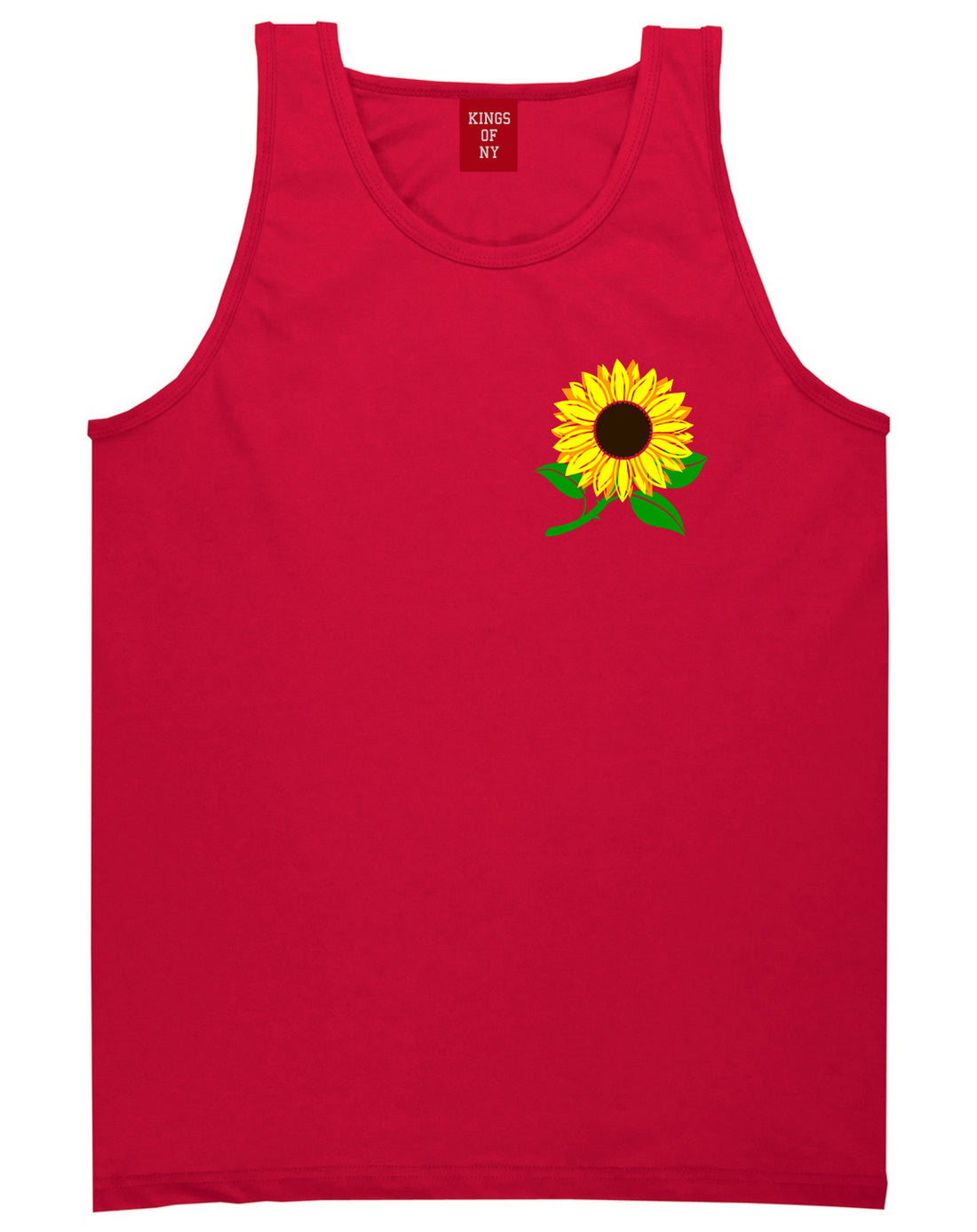 Sunflower Flower Chest Mens Tank Top T-Shirt Red