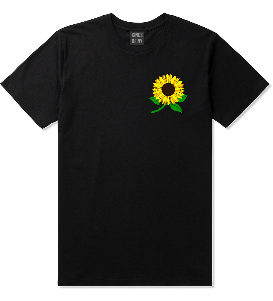 Sunflower Flower Chest Mens T-Shirt Black
