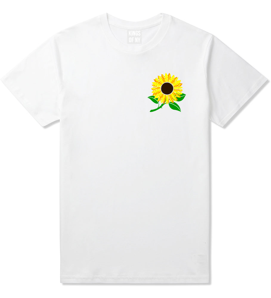 Sunflower Flower Chest Mens T-Shirt White