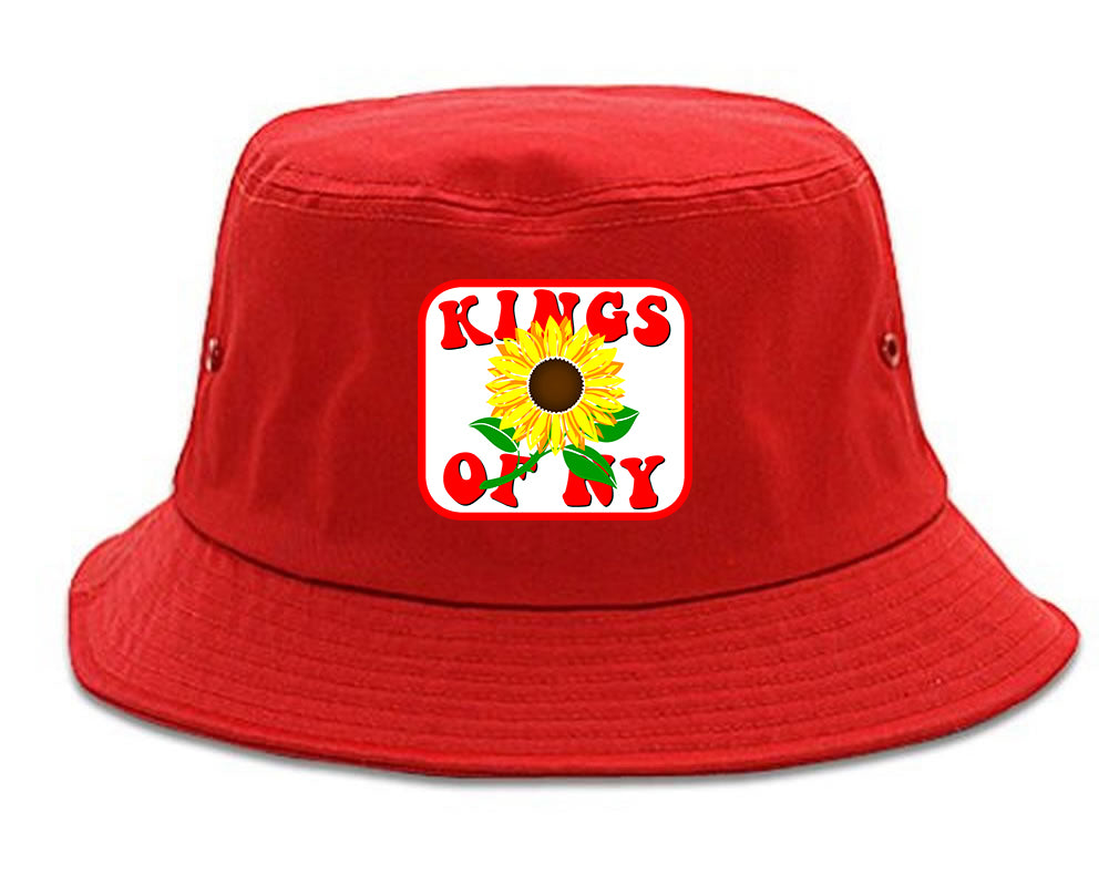 Sunflower Kings Of NY Mens Bucket Hat Red
