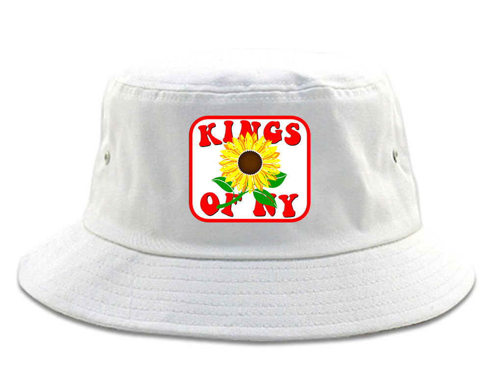 Sunflower Kings Of NY Mens Bucket Hat White